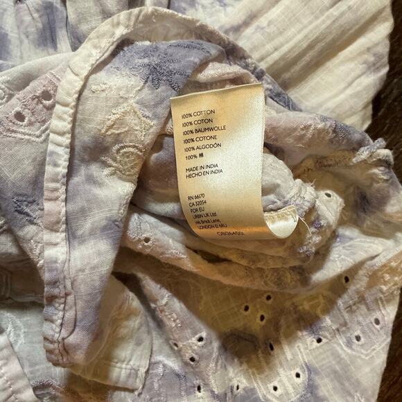 PILCRO Anthropologie Buttown Down Tie Dye White and Lavender Shirt Size XS - Picture 4 of 5